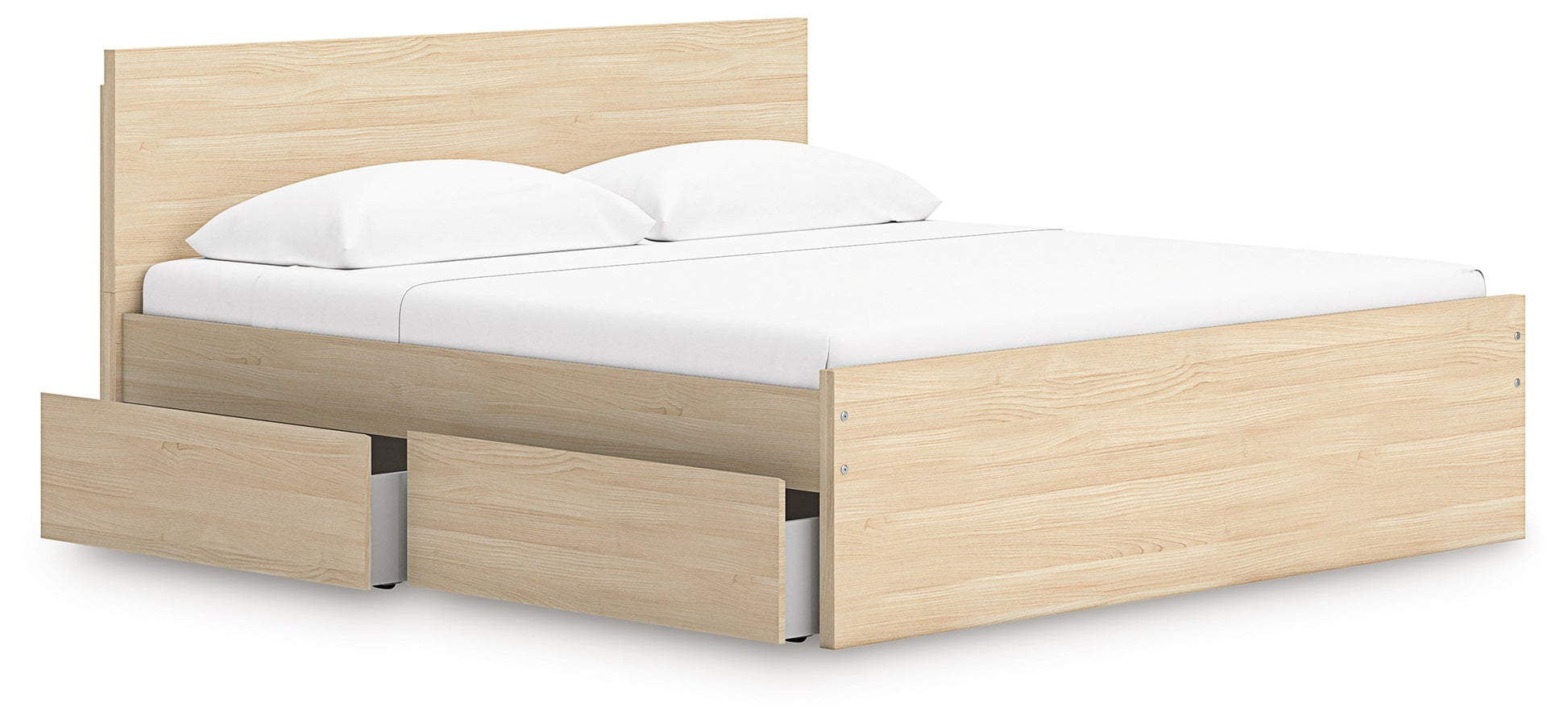 Onita Natural King Panel Platform Bed with Storage- Viva Furn