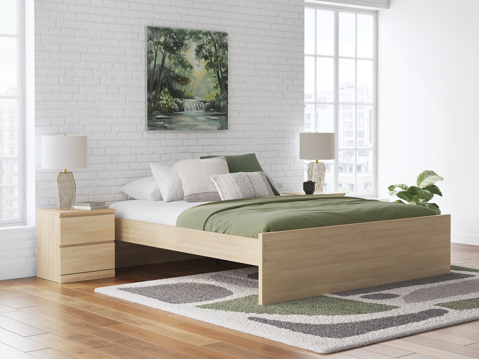 Onita Natural King Platform Bed- Viva Furn