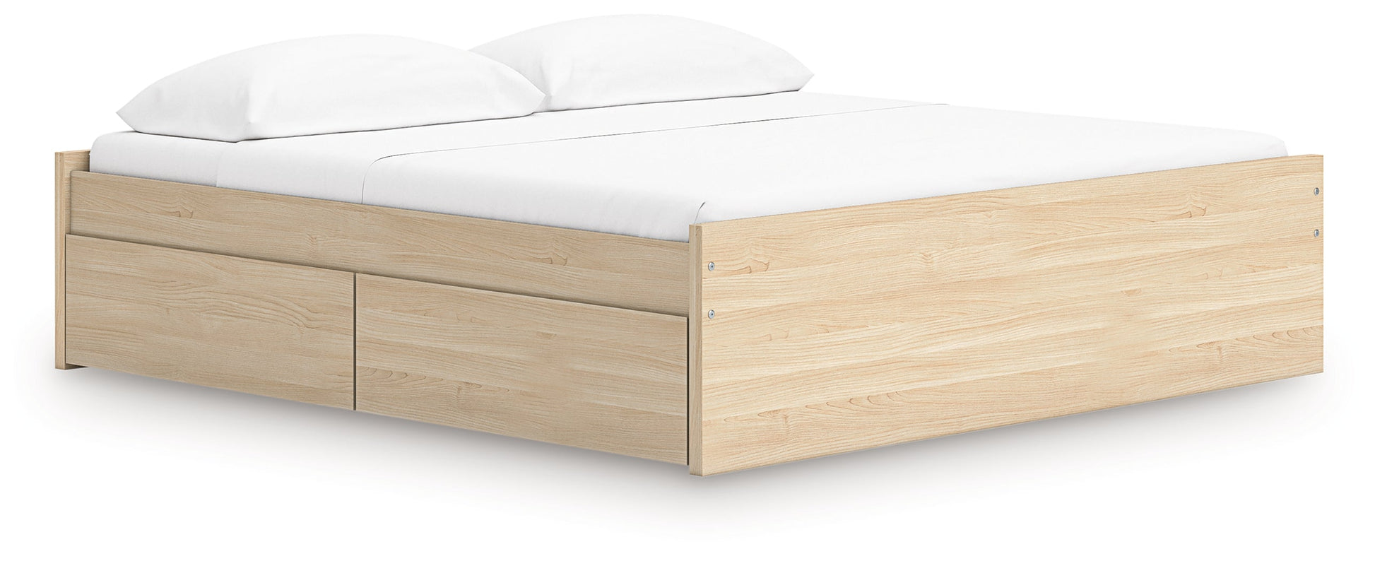 Onita Natural King Platform Bed with 1 Side Storage- Viva Furn