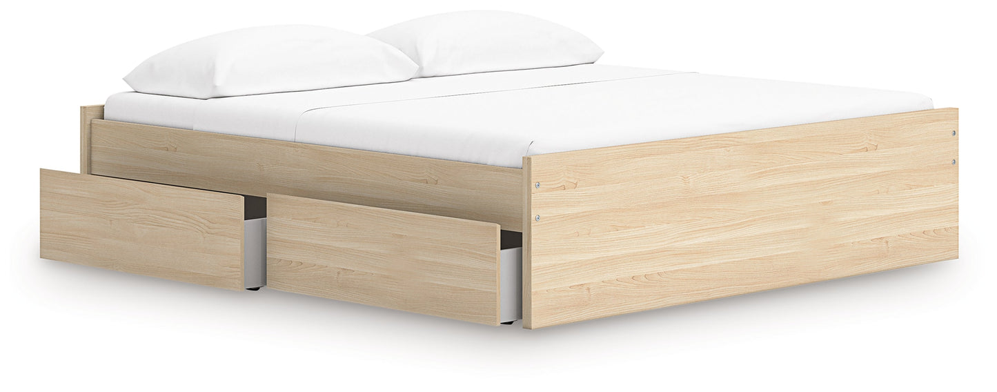 Onita Natural King Platform Bed with 1 Side Storage- Viva Furn