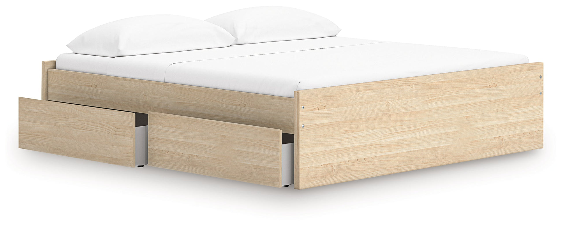 Onita Natural King Platform Bed with 2 Side Storage- Viva Furn