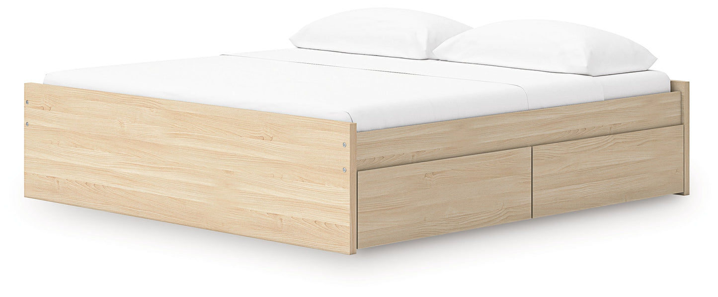 Onita Natural King Platform Bed with 2 Side Storage- Viva Furn