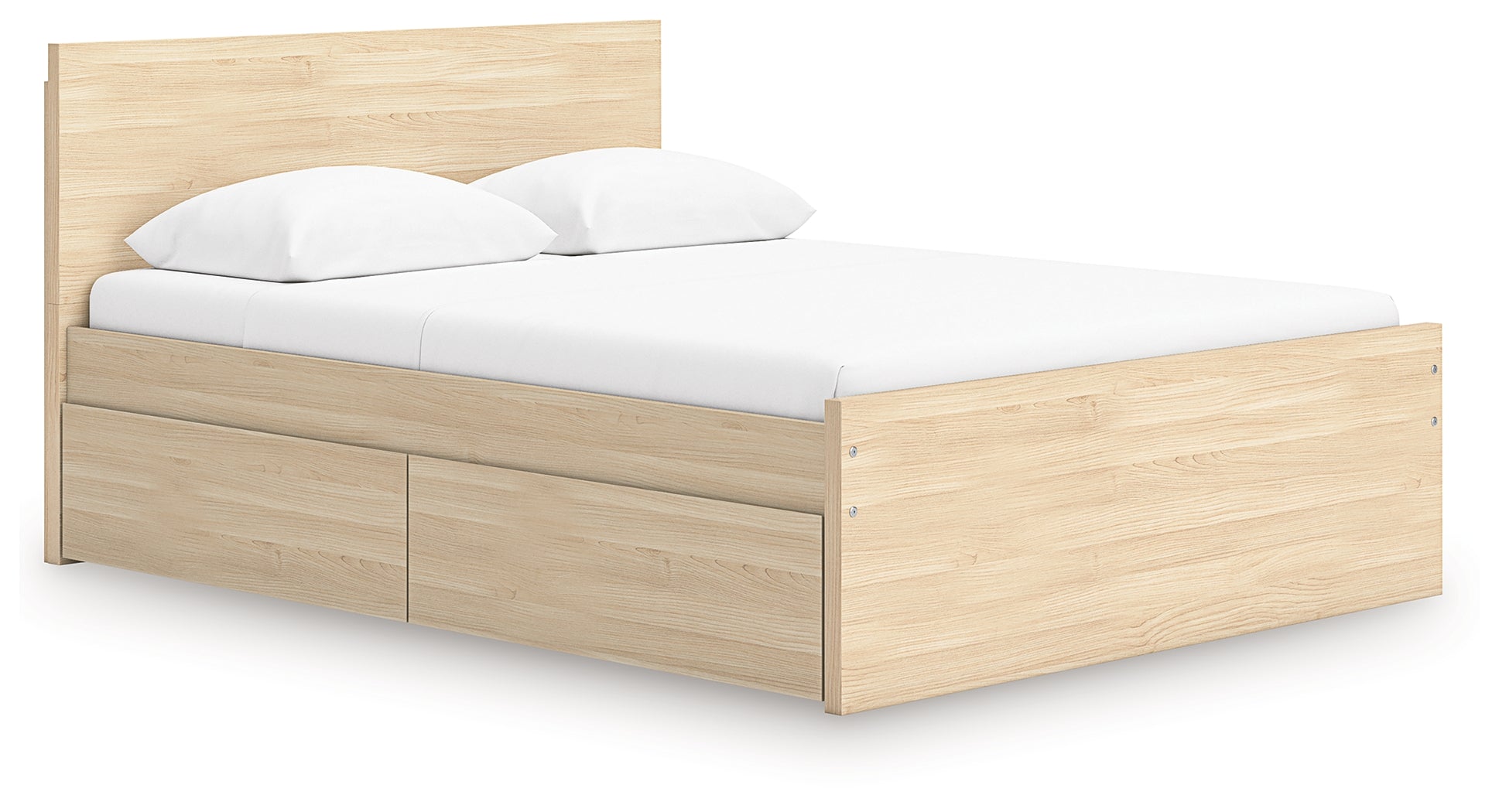 Onita Natural Queen Panel Platform Bed with 1 Side Storage- Viva Furn