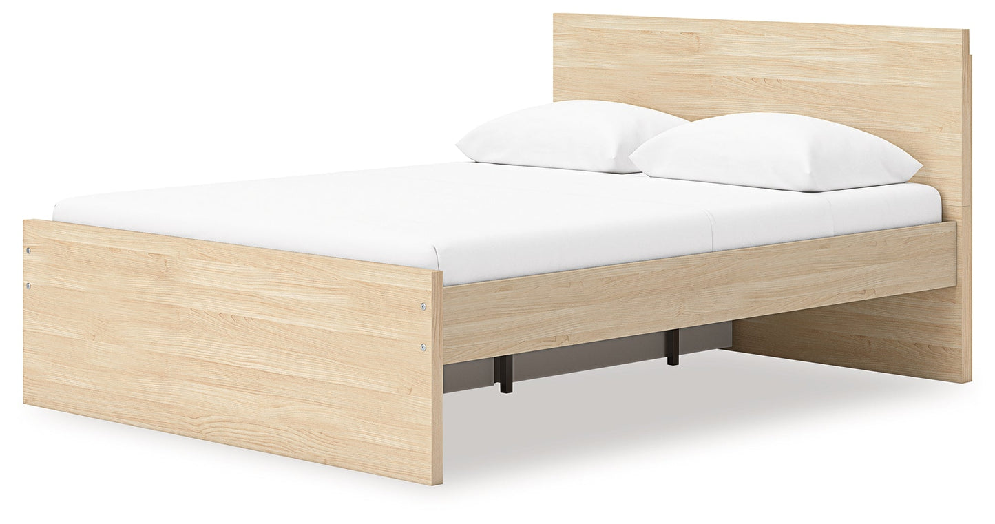 Onita Natural Queen Panel Platform Bed with 1 Side Storage- Viva Furn