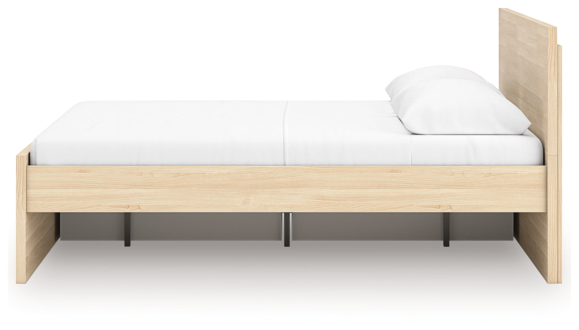Onita Natural Queen Panel Platform Bed with 1 Side Storage- Viva Furn