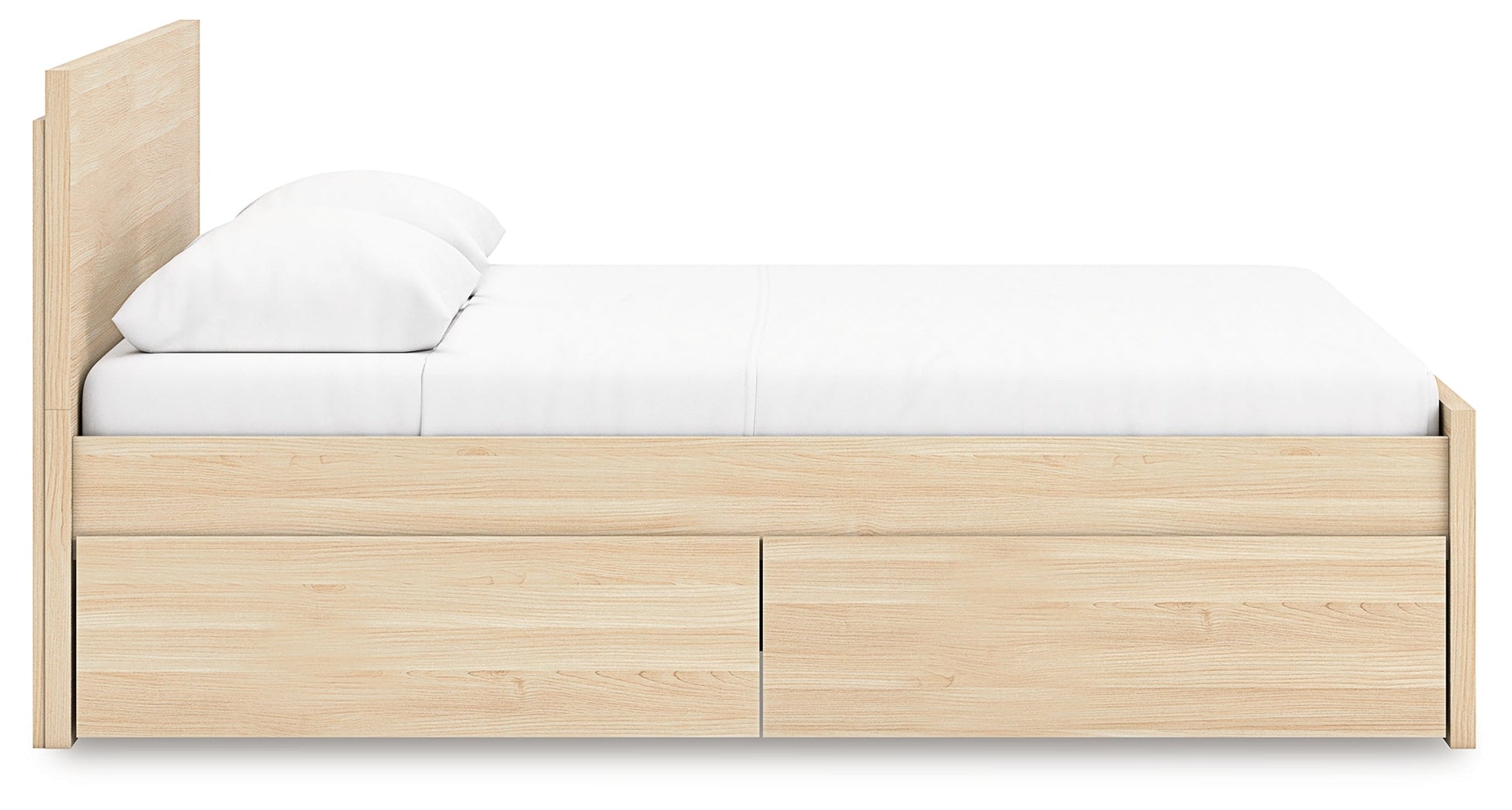 Onita Natural Queen Panel Platform Bed with 1 Side Storage- Viva Furn
