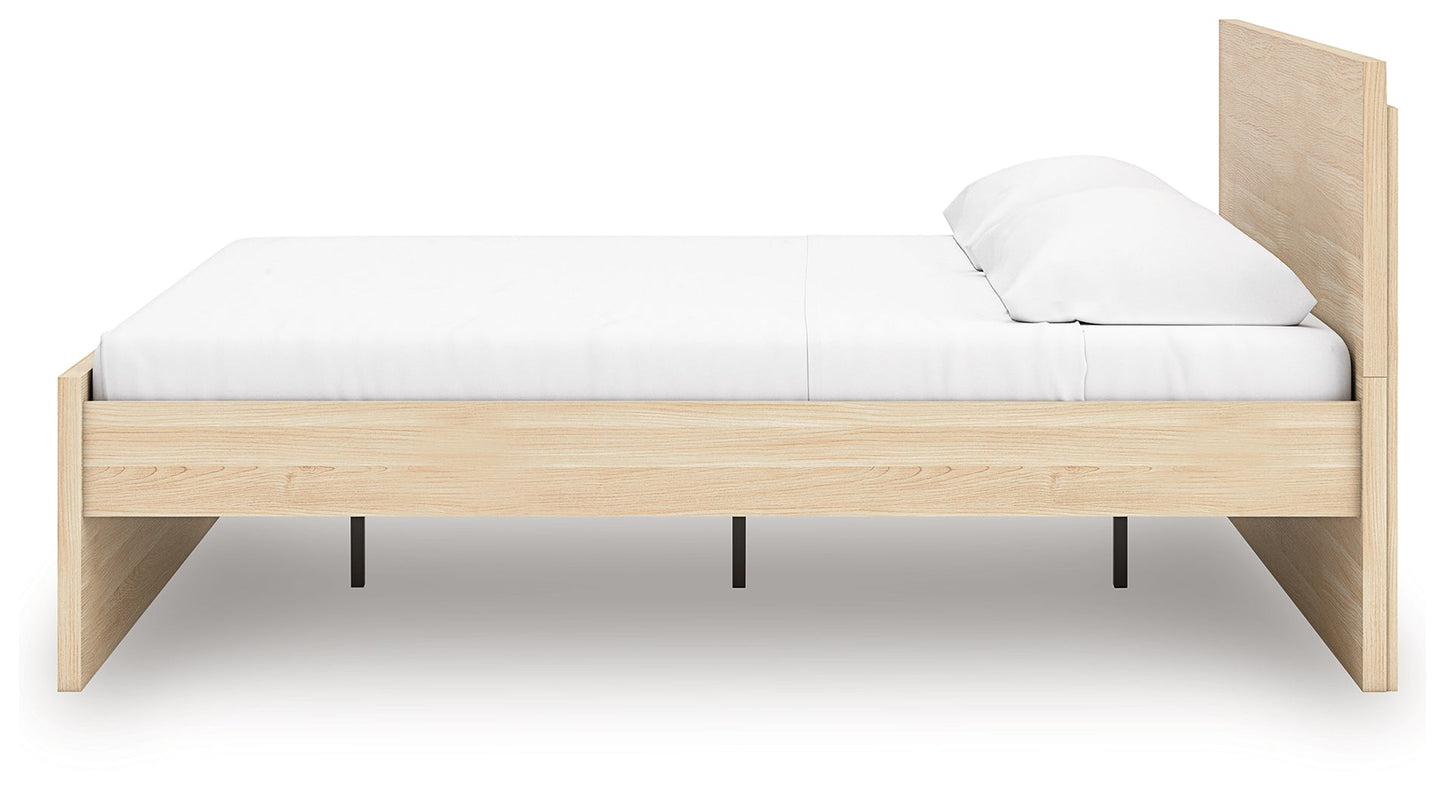 Onita Natural Queen Panel Platform Bed with 2 Side Storage- Viva Furn