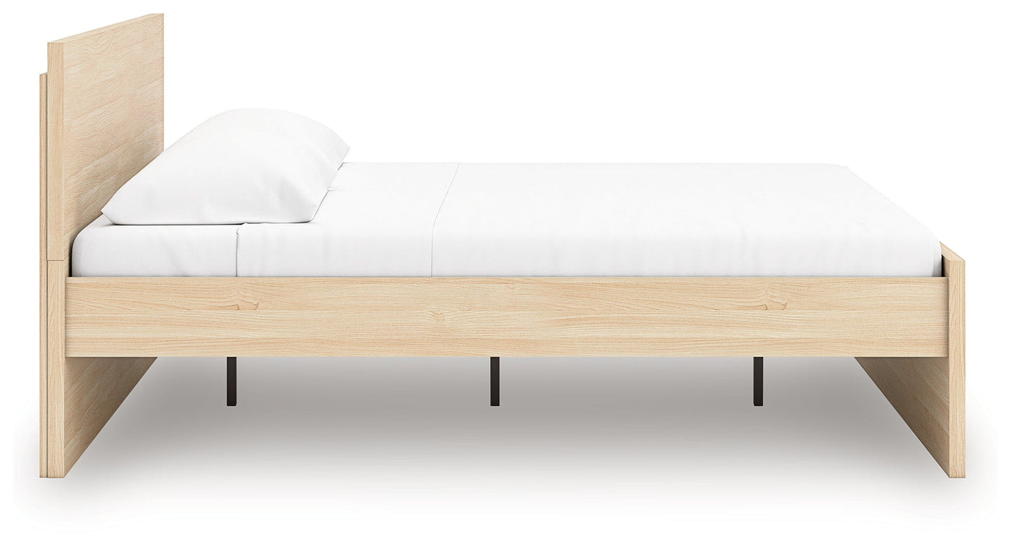 Onita Natural Queen Panel Platform Bed with 2 Side Storage- Viva Furn