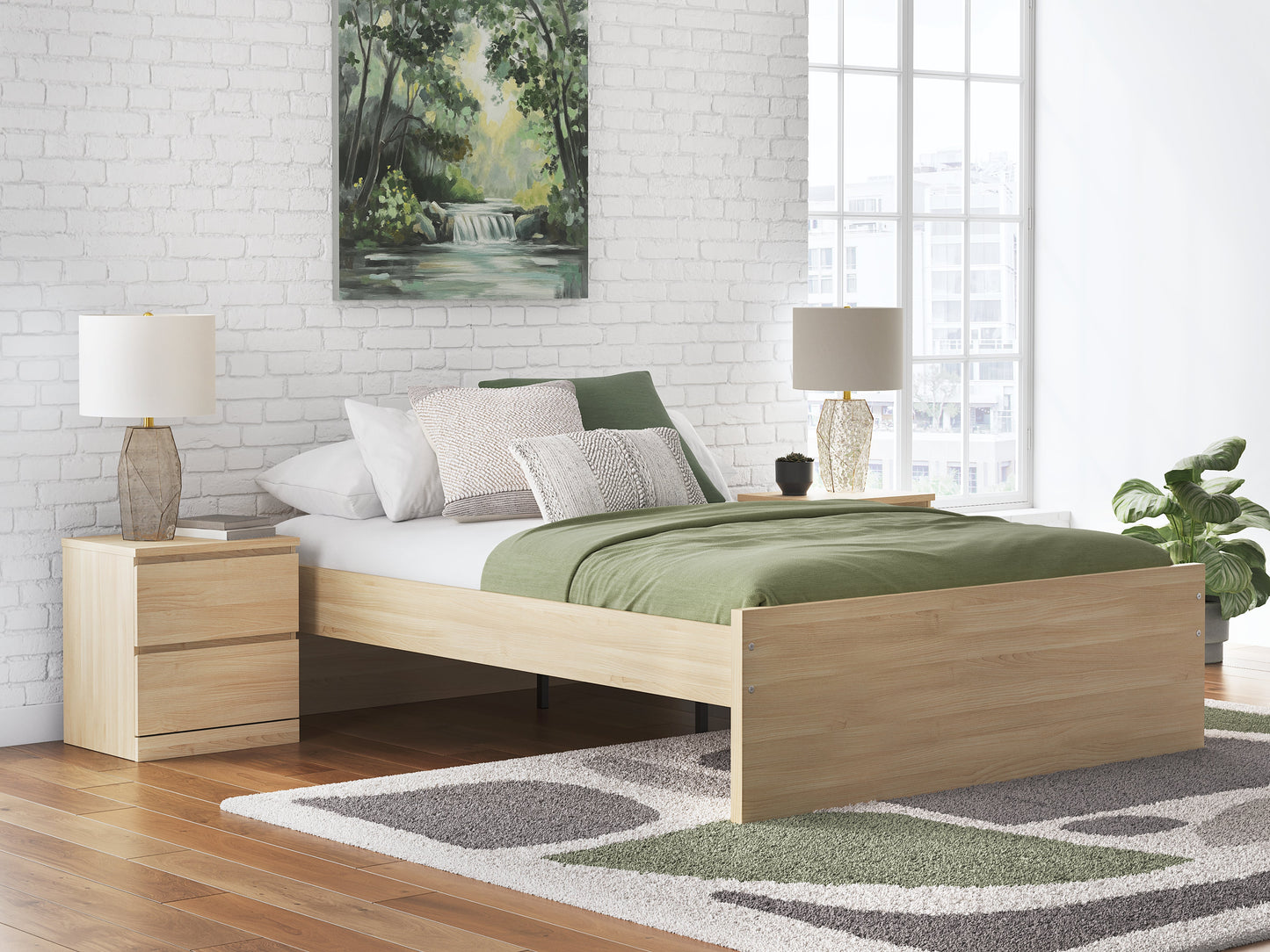 Onita Natural Queen Platform Bed- Viva Furn