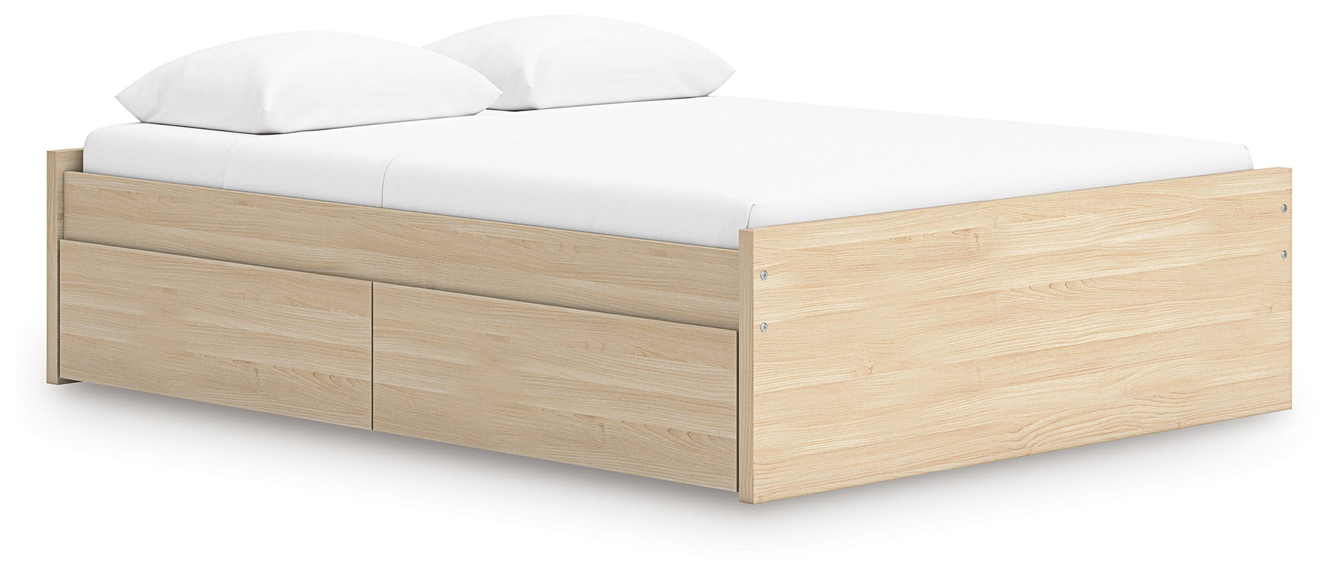 Onita Natural Queen Platform Bed with 1 Side Storage- Viva Furn