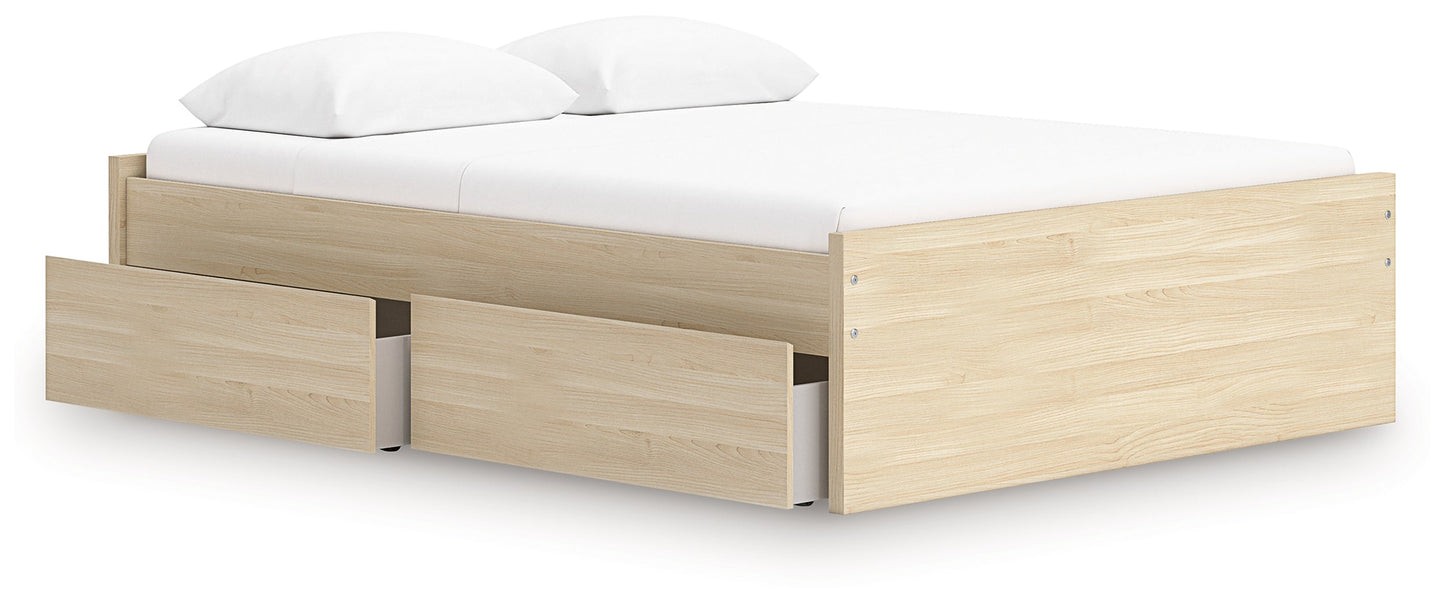 Onita Natural Queen Platform Bed with 1 Side Storage- Viva Furn
