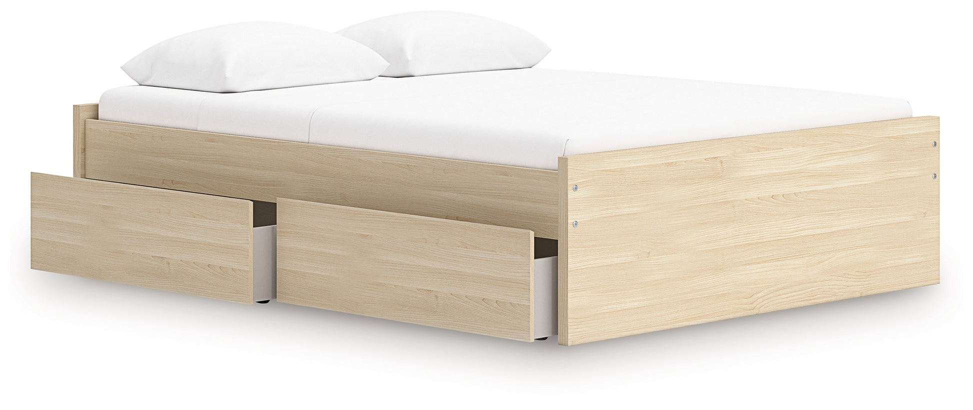 Onita Natural Queen Platform Bed with 1 Side Storage- Viva Furn