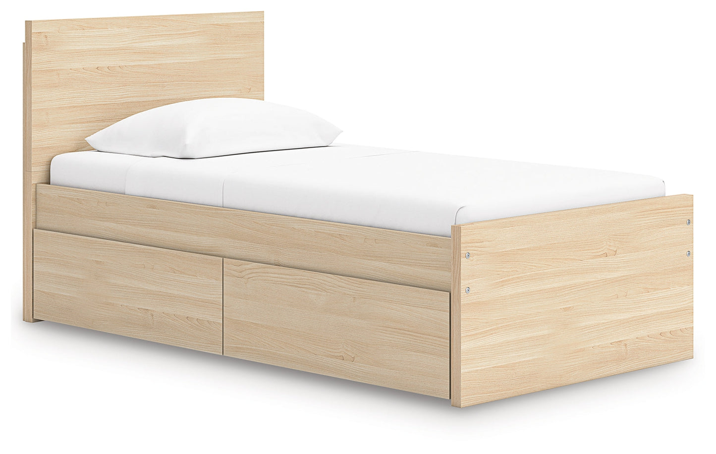 Onita Natural Twin Panel Platform Bed with 1 Side Storage- Viva Furn