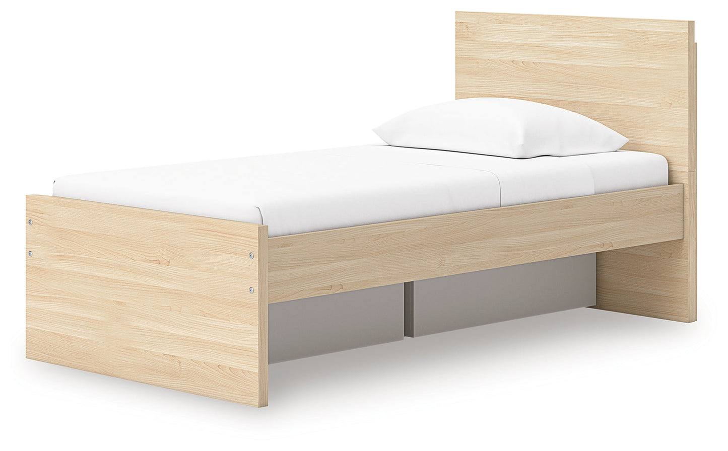 Onita Natural Twin Panel Platform Bed with 1 Side Storage- Viva Furn