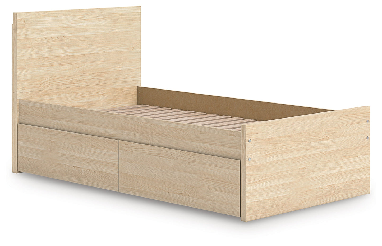 Onita Natural Twin Panel Platform Bed with 1 Side Storage- Viva Furn