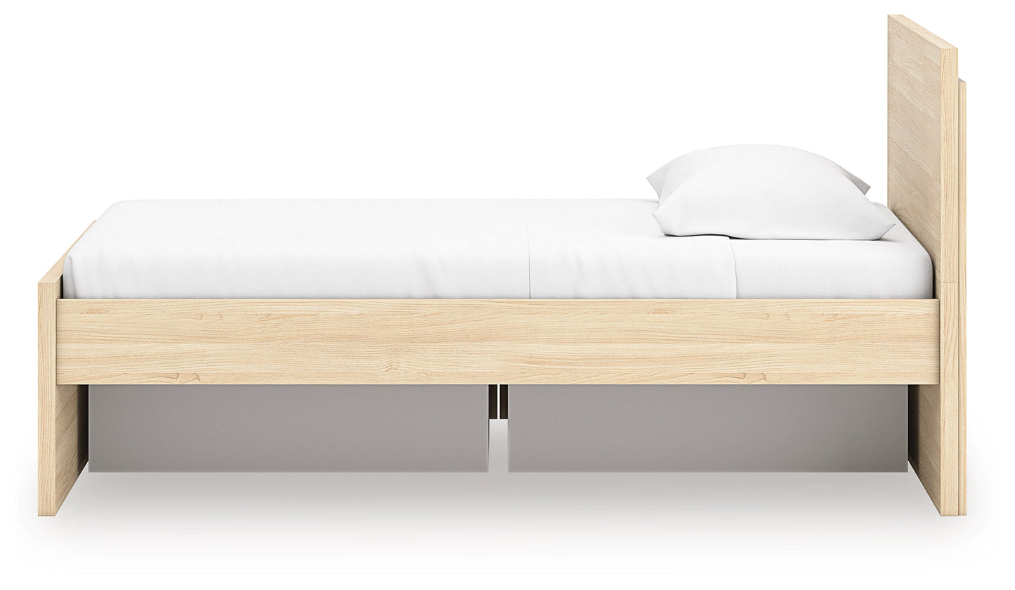 Onita Natural Twin Panel Platform Bed with 1 Side Storage- Viva Furn