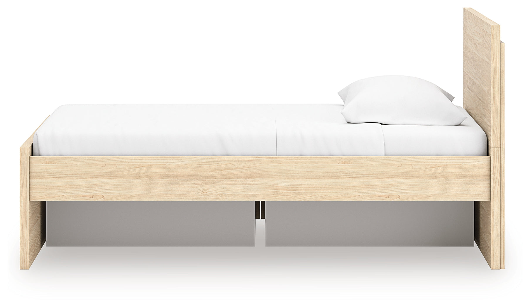Onita Natural Twin Panel Platform Bed with 1 Side Storage- Viva Furn