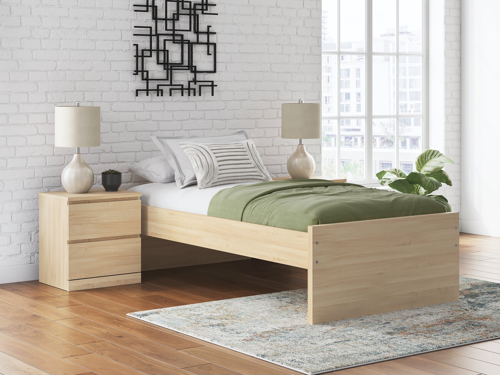 Onita Natural Twin Platform Bed- Viva Furn