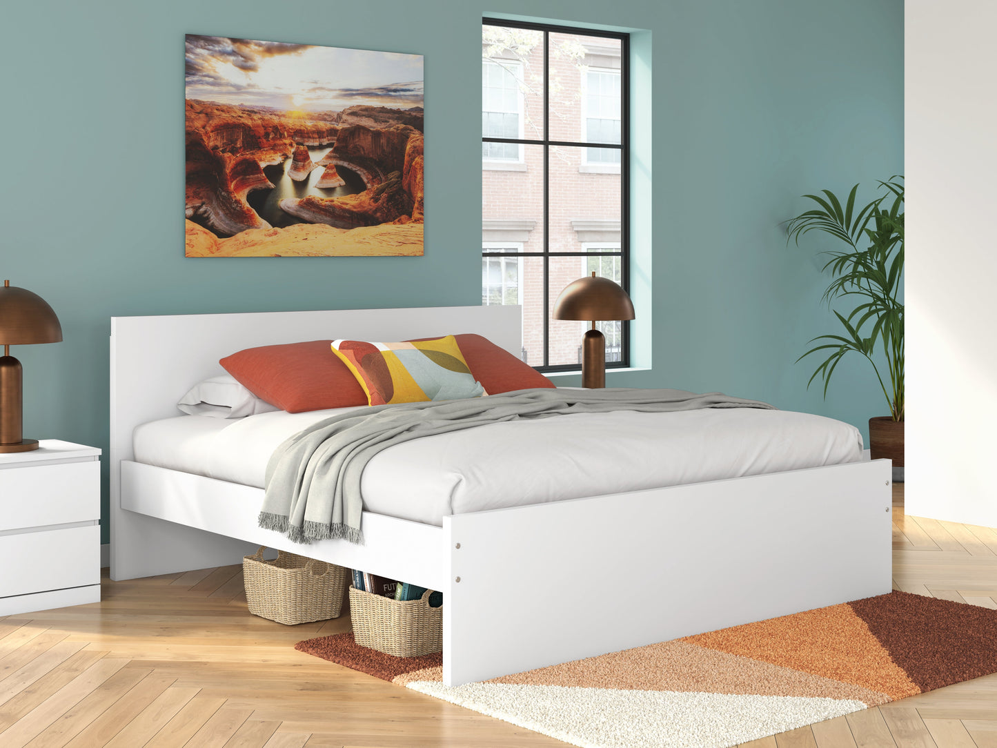 Onita White King Panel Platform Bed- Viva Furn
