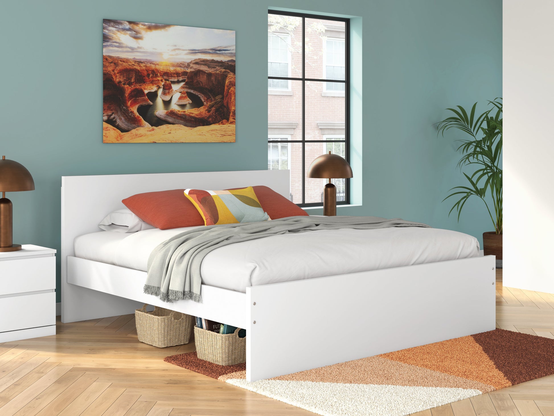 Onita White King Panel Platform Bed- Viva Furn