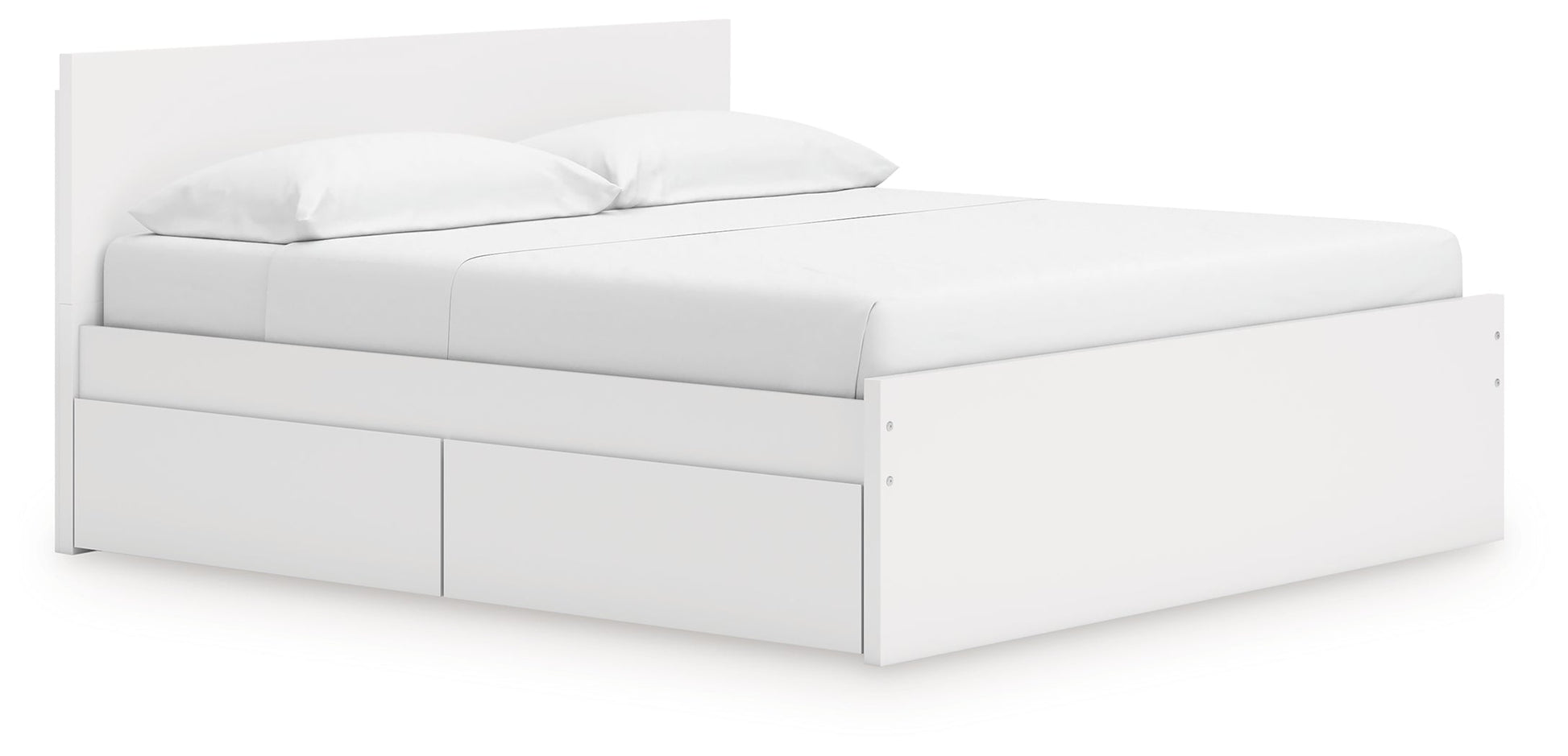 Onita White King Panel Platform Bed with 2 Side Storage- Viva Furn
