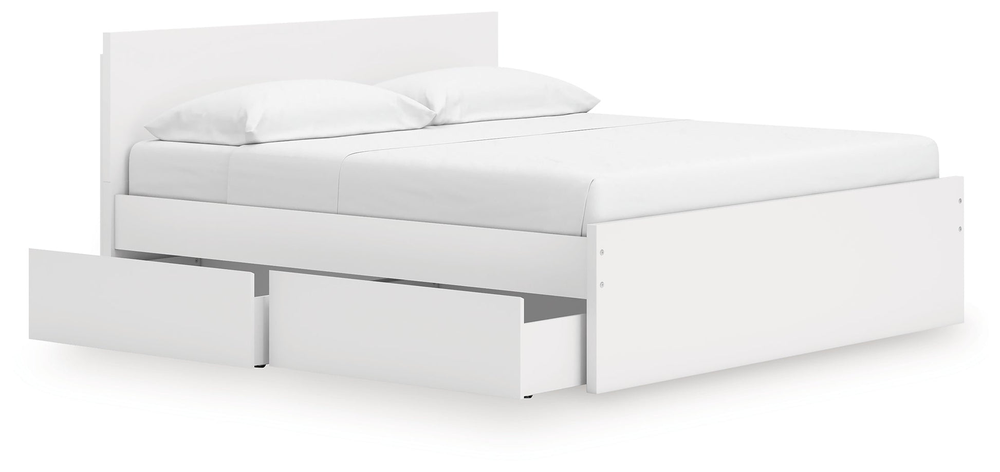 Onita White King Panel Platform Bed with 2 Side Storage- Viva Furn
