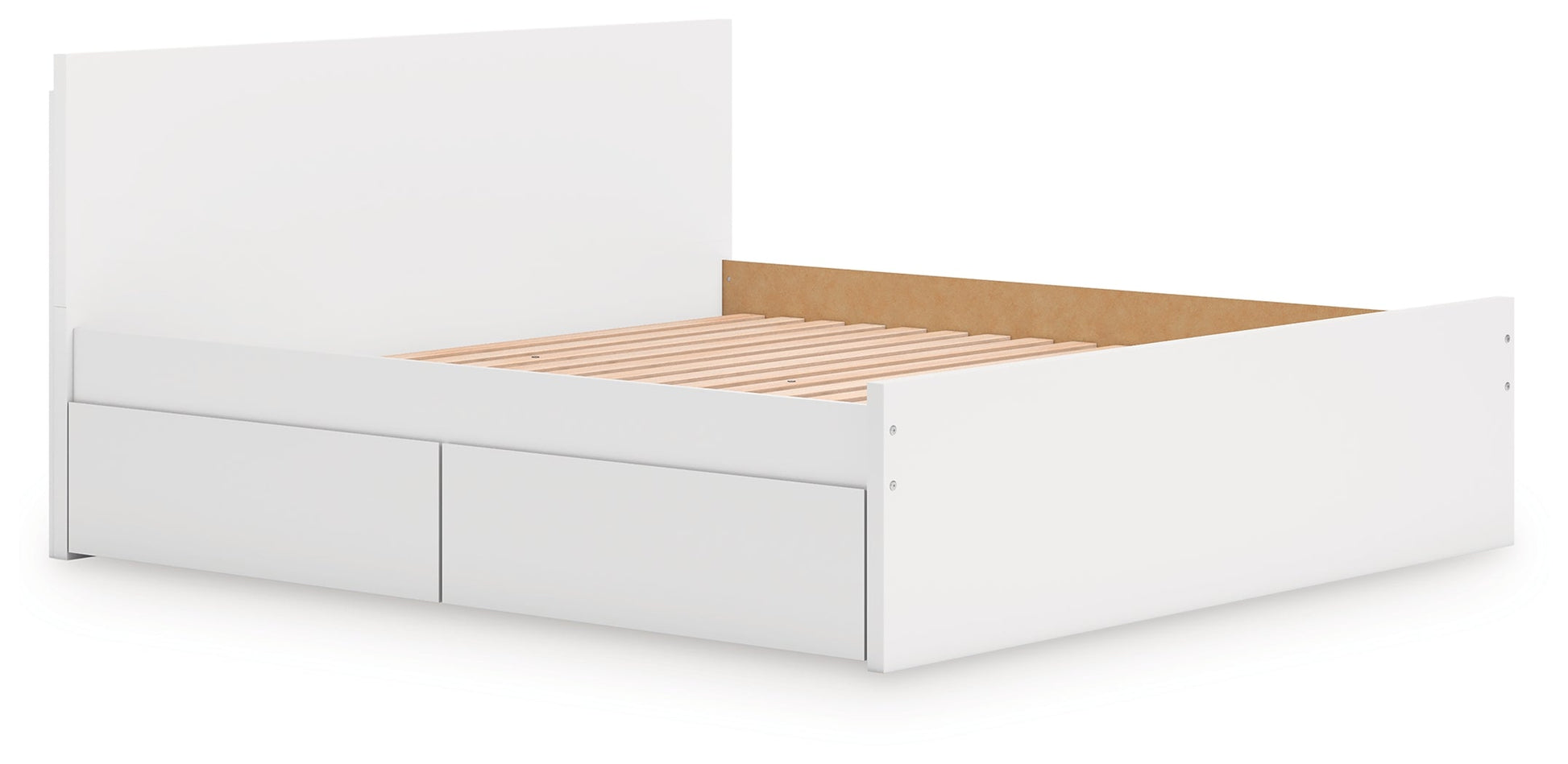 Onita White King Panel Platform Bed with 2 Side Storage- Viva Furn