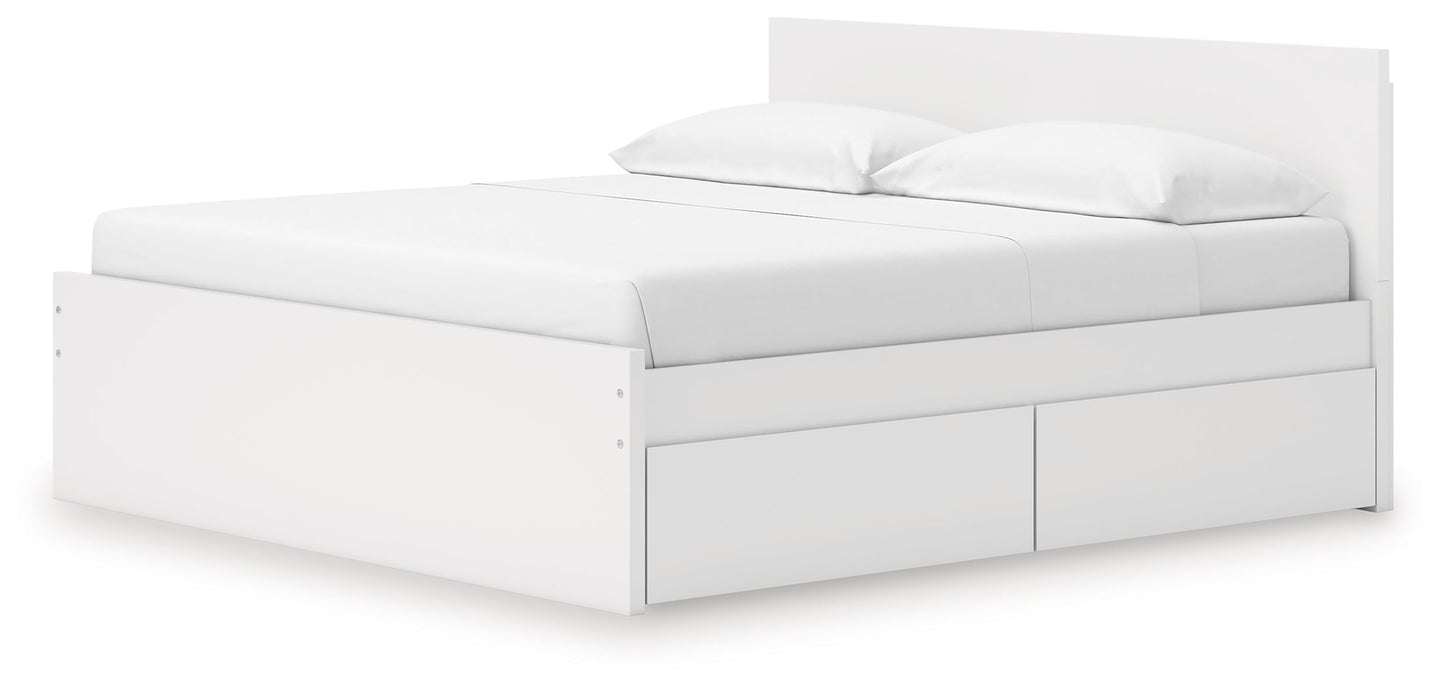 Onita White King Panel Platform Bed with 2 Side Storage- Viva Furn