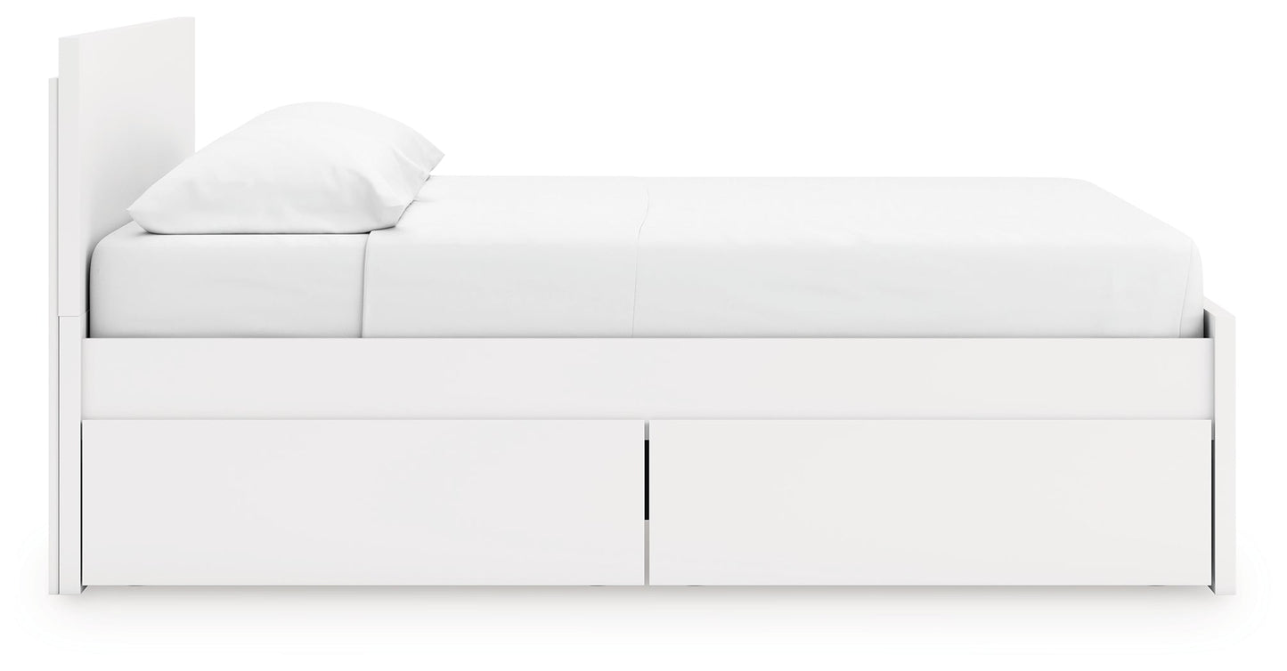 Onita White King Panel Platform Bed with 2 Side Storage- Viva Furn