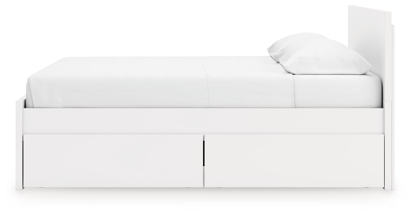 Onita White King Panel Platform Bed with 2 Side Storage- Viva Furn