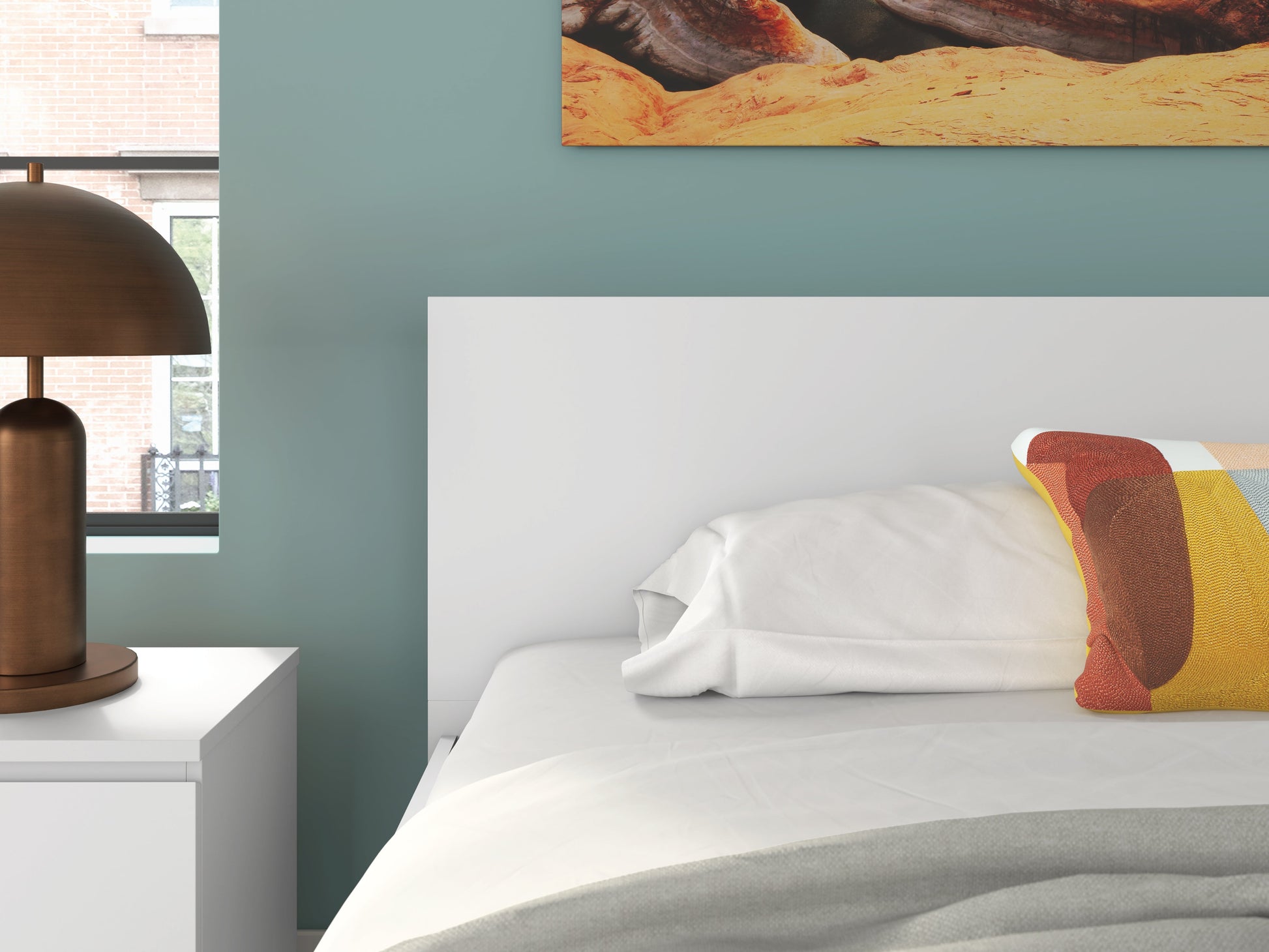Onita White King Panel Platform Bed with 2 Side Storage- Viva Furn