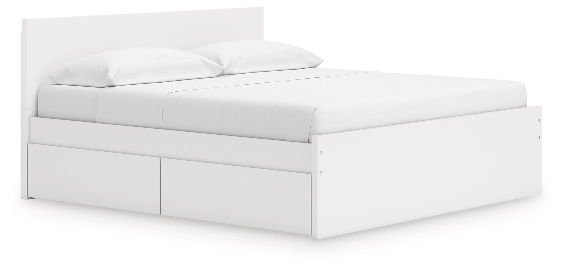 Onita White King Panel Platform Bed with Storage- Viva Furn