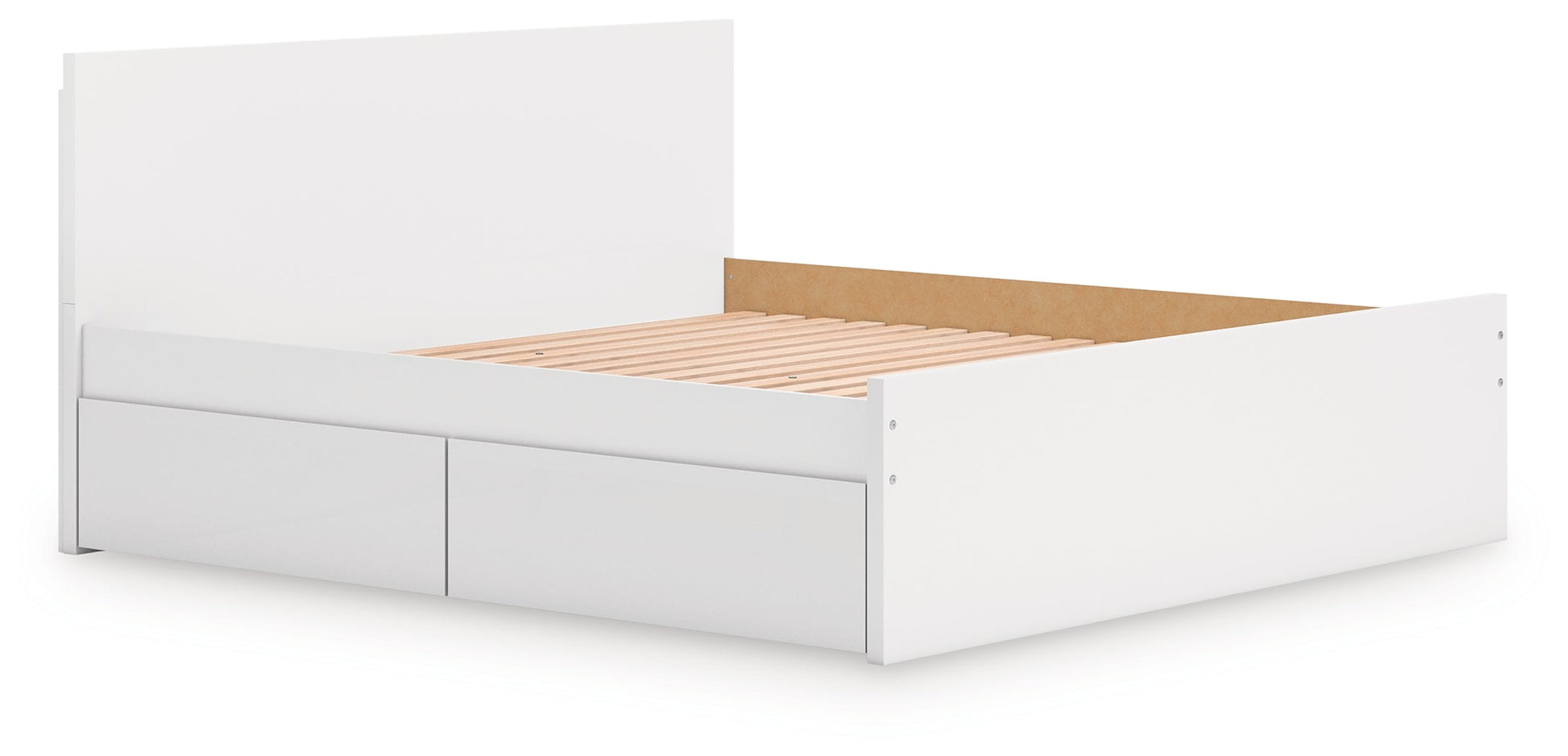 Onita White King Panel Platform Bed with Storage- Viva Furn