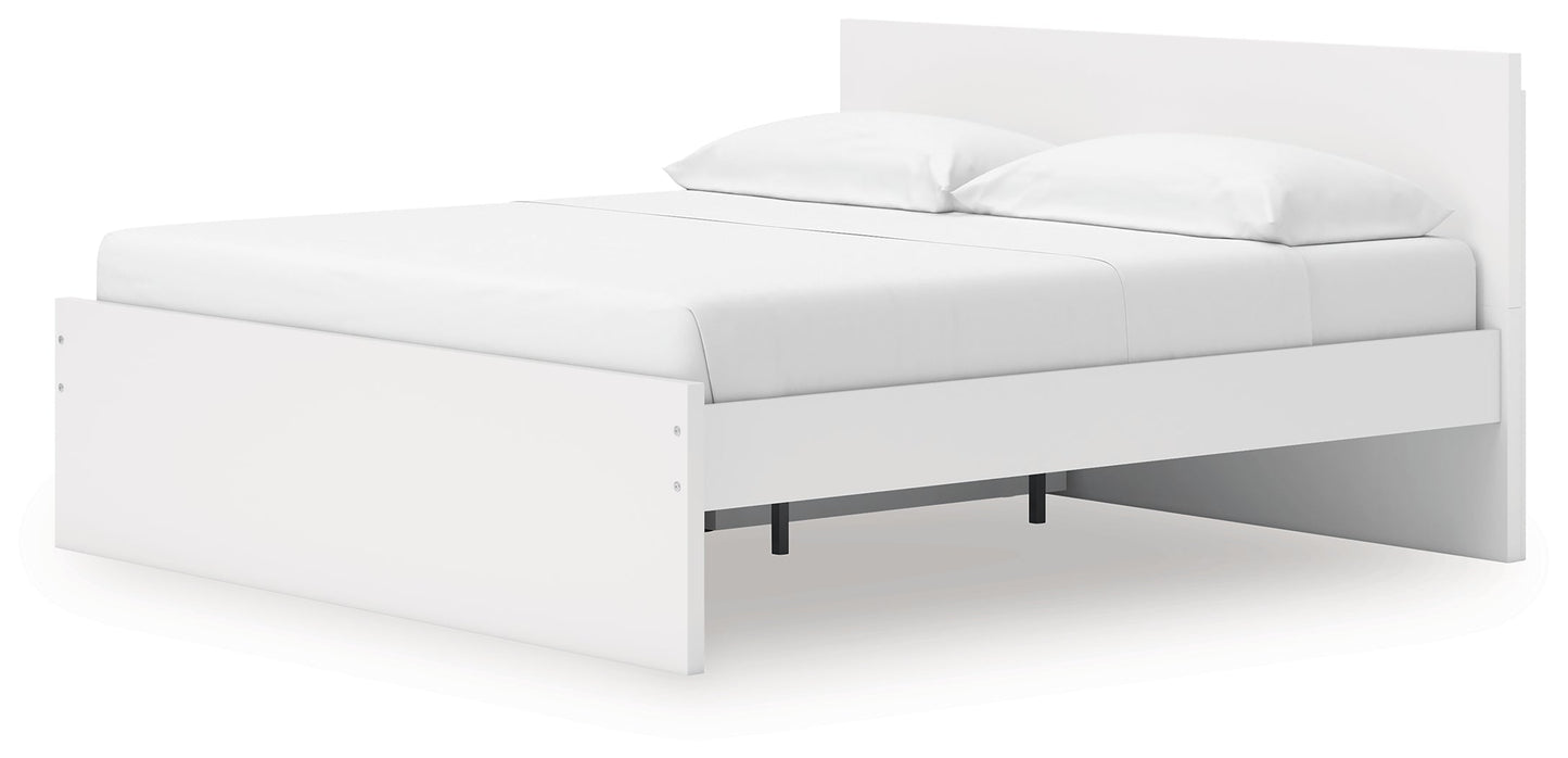 Onita White King Panel Platform Bed with Storage- Viva Furn