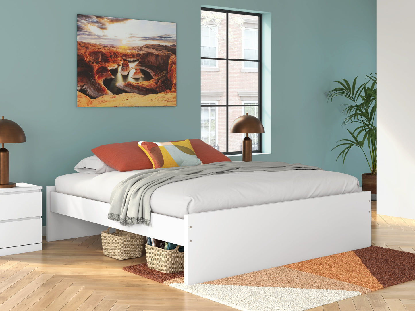 Onita White King Platform Bed- Viva Furn