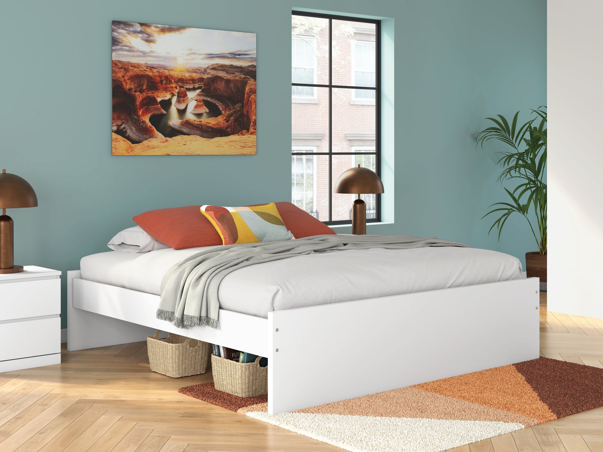 Onita White King Platform Bed- Viva Furn