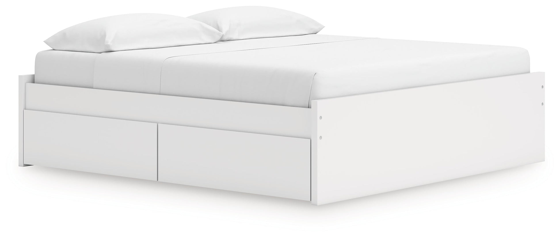 Onita White King Platform Bed with 1 Side Storage- Viva Furn