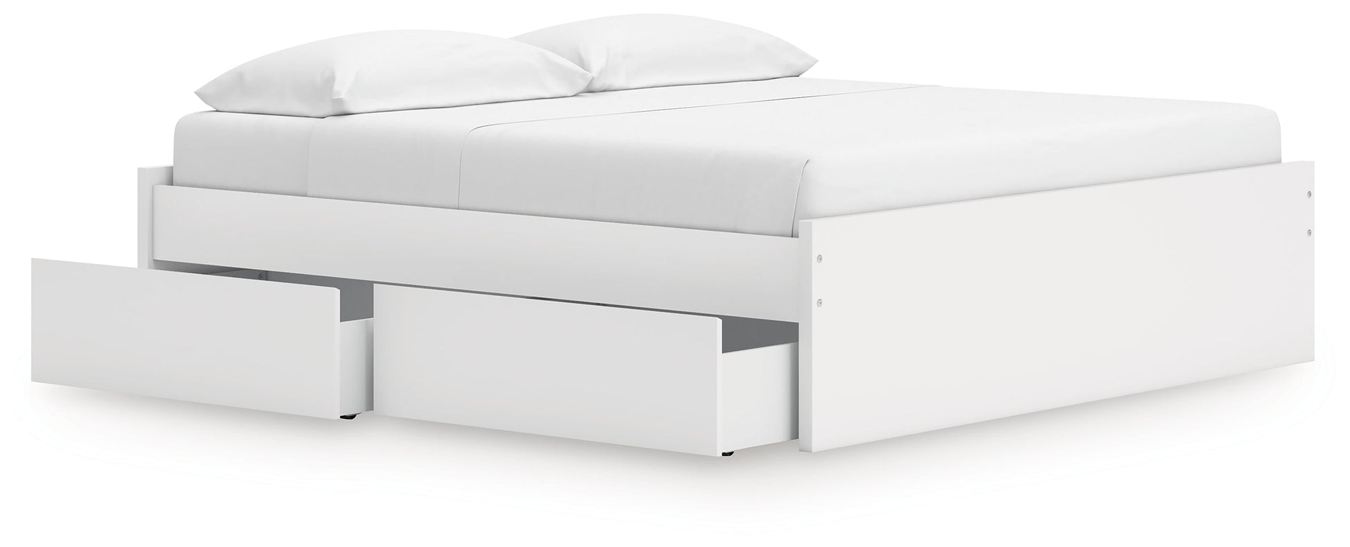 Onita White King Platform Bed with 1 Side Storage- Viva Furn