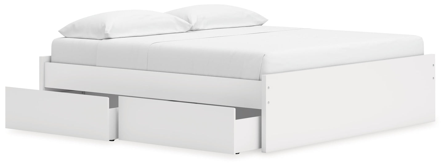 Onita White King Platform Bed with 2 Side Storage- Viva Furn
