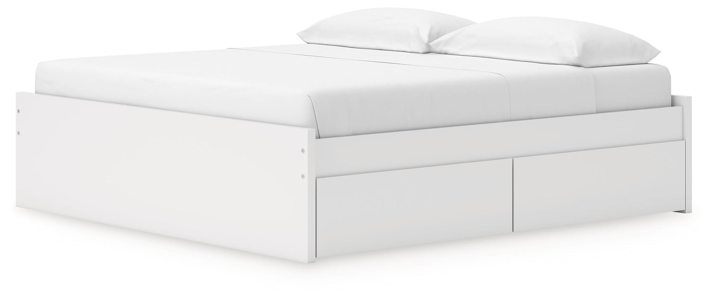 Onita White King Platform Bed with 2 Side Storage- Viva Furn