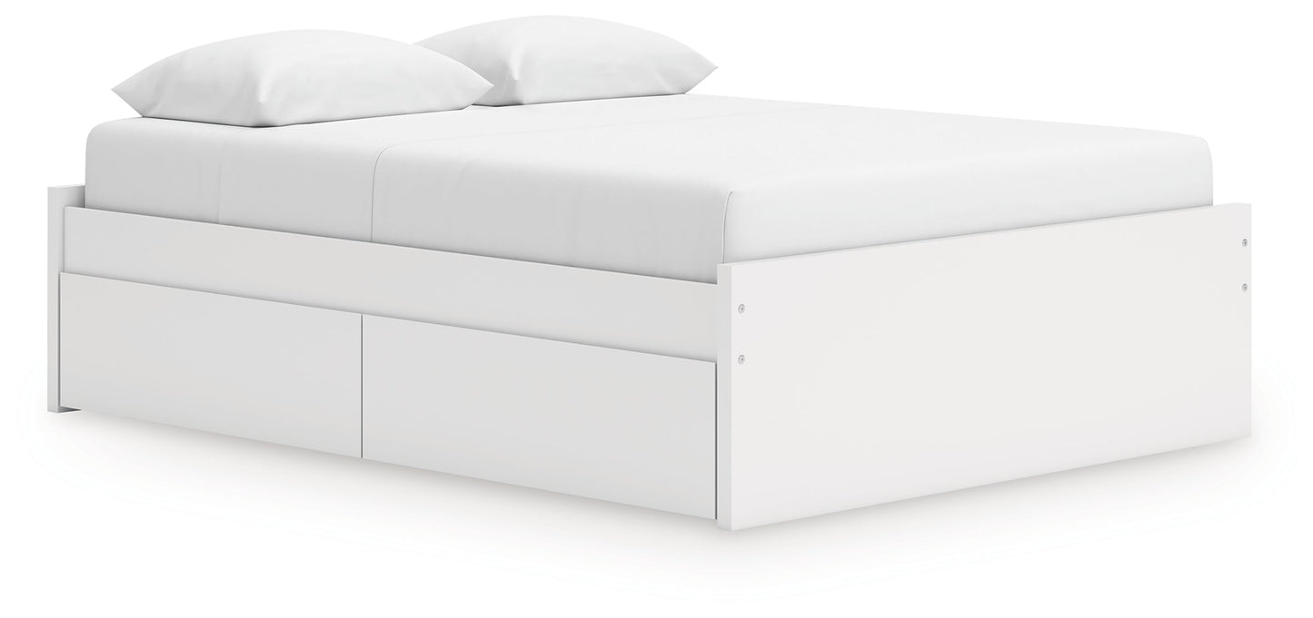 Onita White Queen Platform Bed with 1 Side Storage- Viva Furn