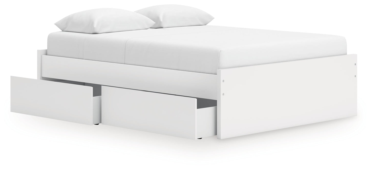 Onita White Queen Platform Bed with 1 Side Storage- Viva Furn