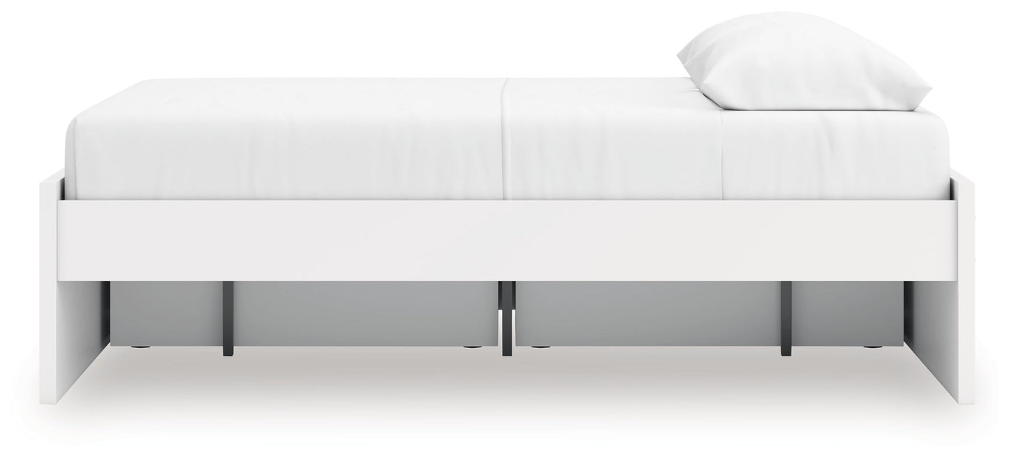 Onita White Queen Platform Bed with 1 Side Storage- Viva Furn