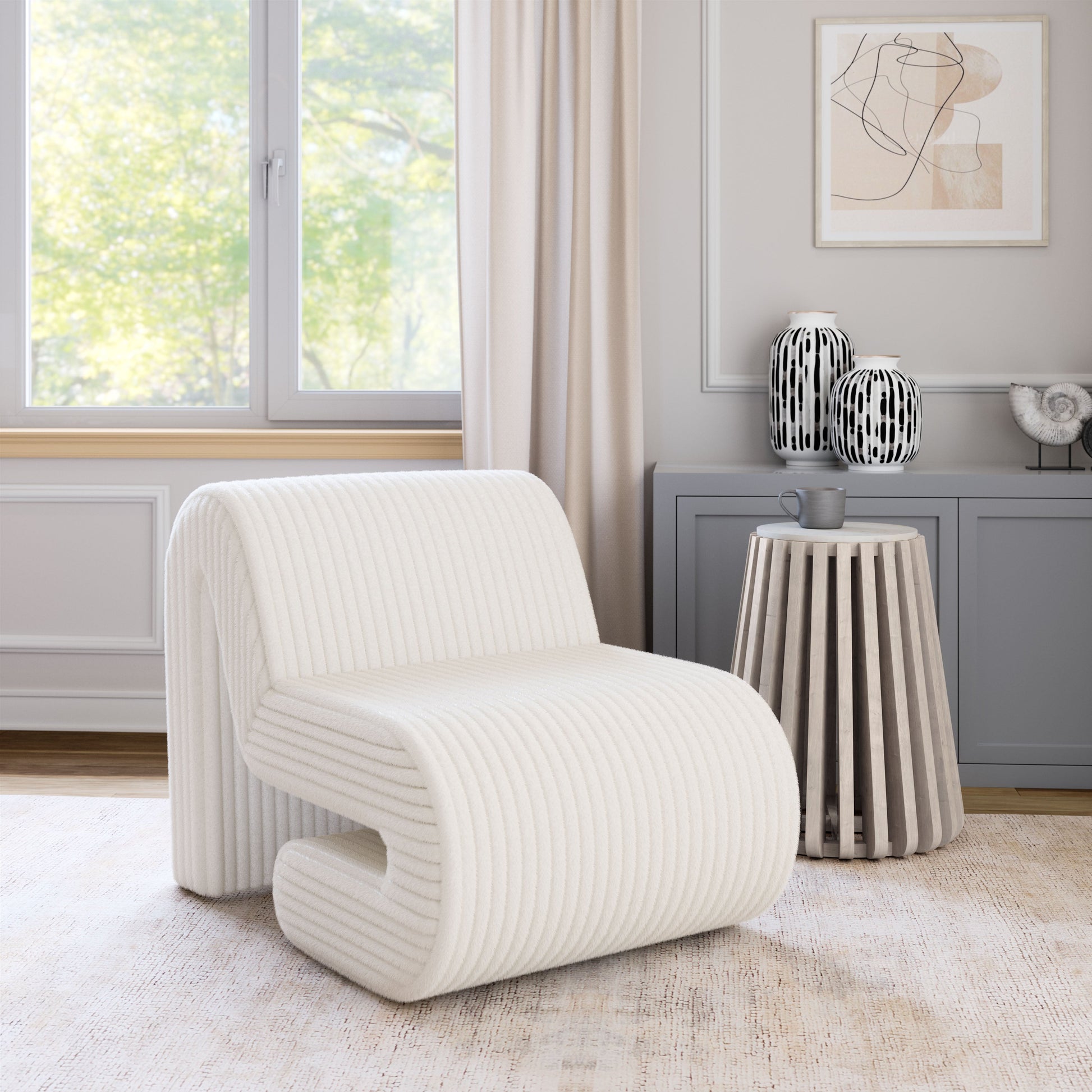Opam White Accent Chair - Ornate Home