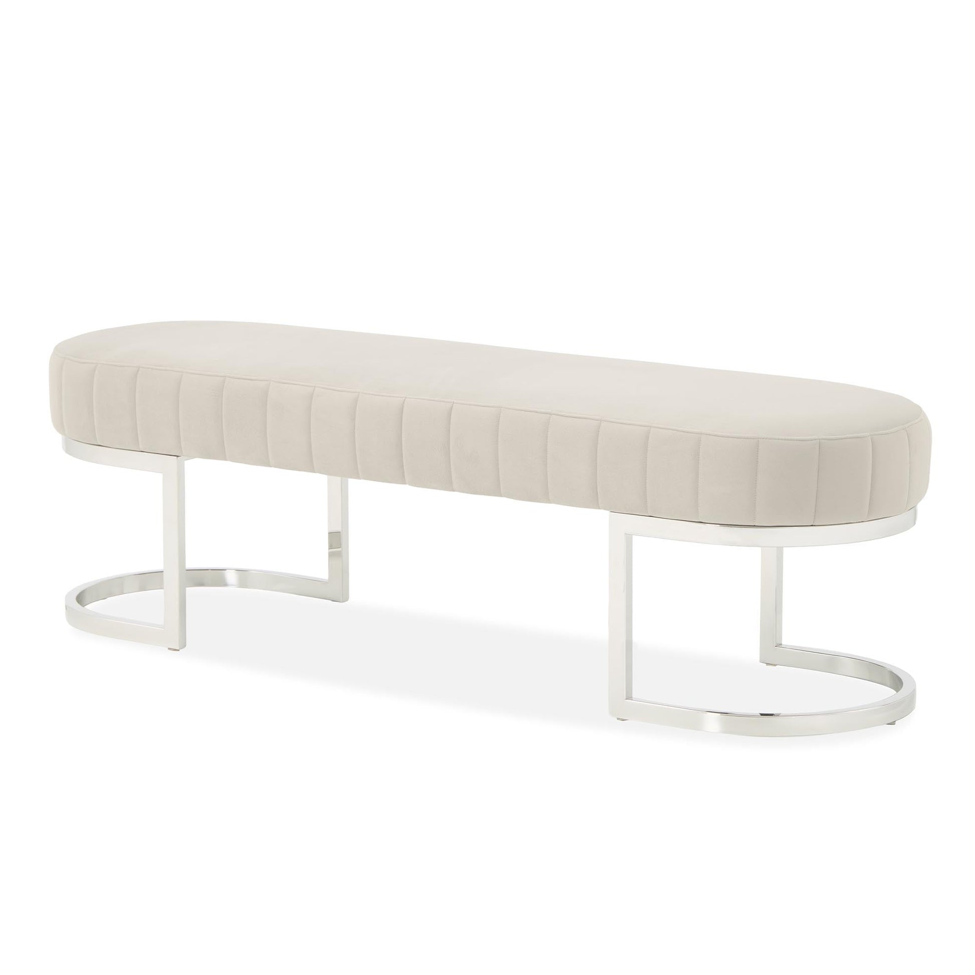 Orchid Chrome/Gray Velvet Accent Bench - Ornate Home