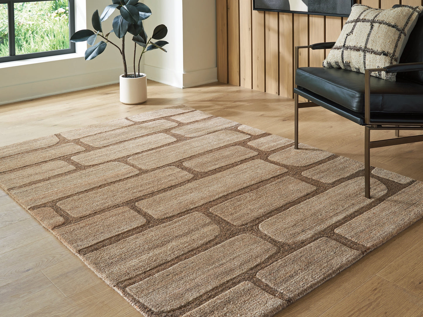 Orest Brown Medium Rug- Viva Furn
