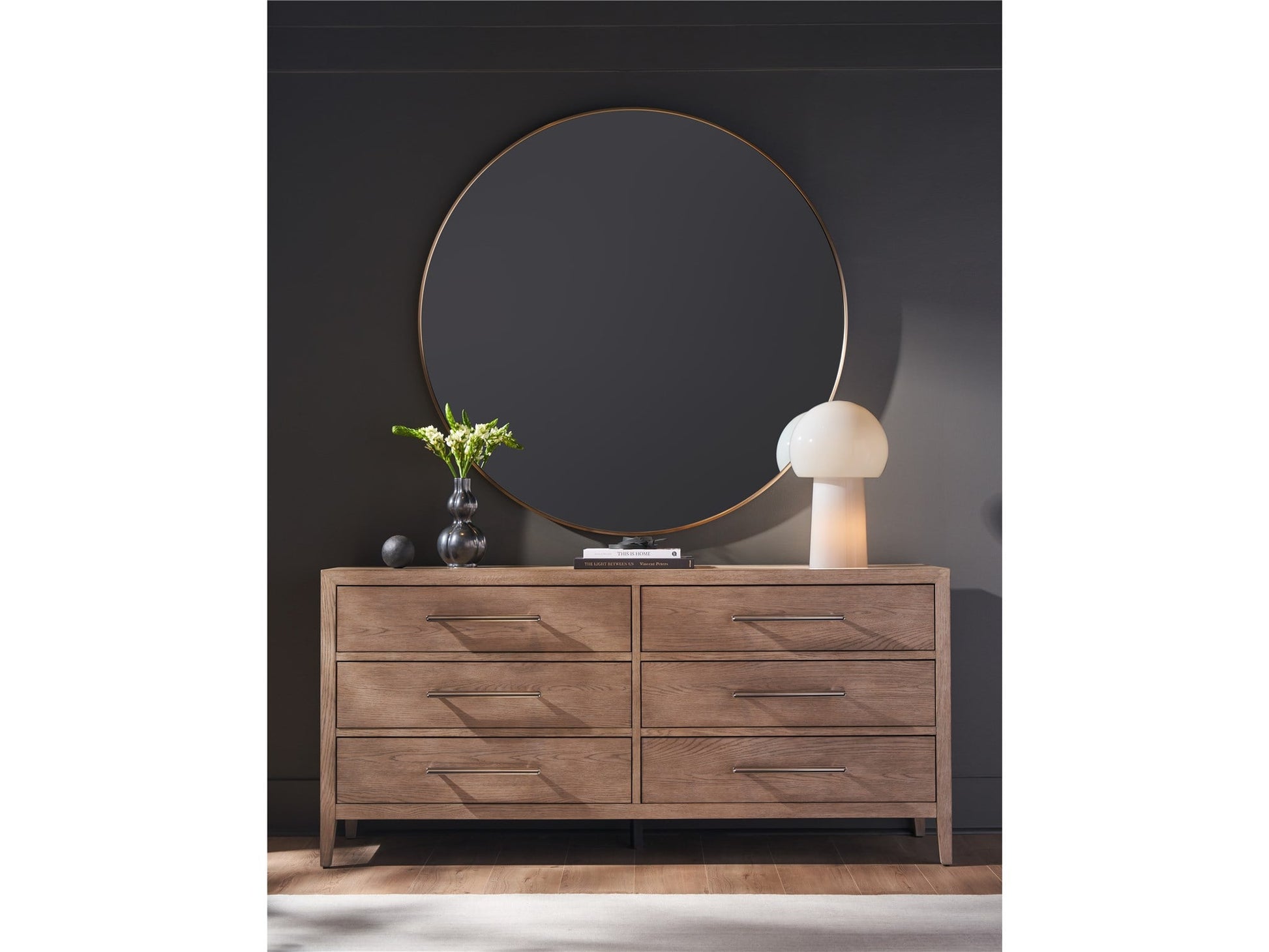 Orion White Satin Bronze Mirror - Ornate Home