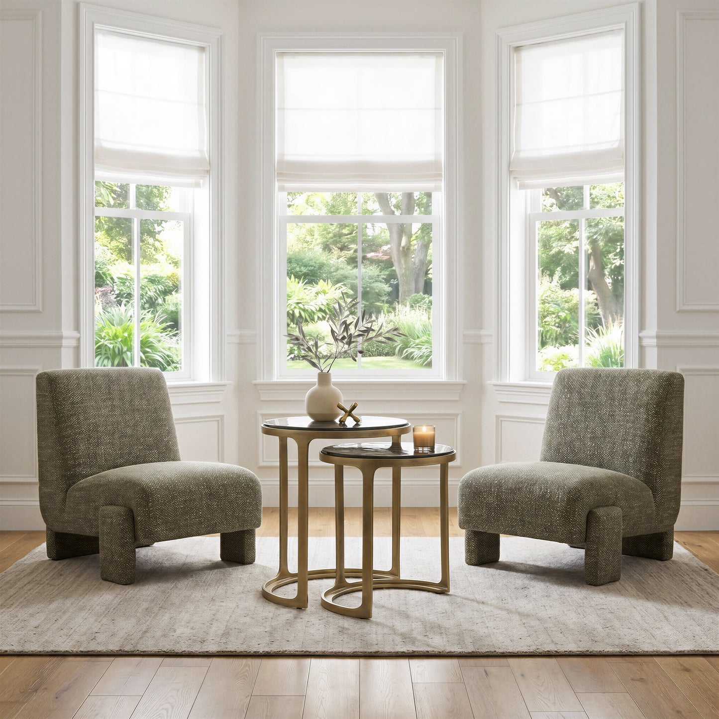 Orleen Checker Green Accent Chair - Ornate Home