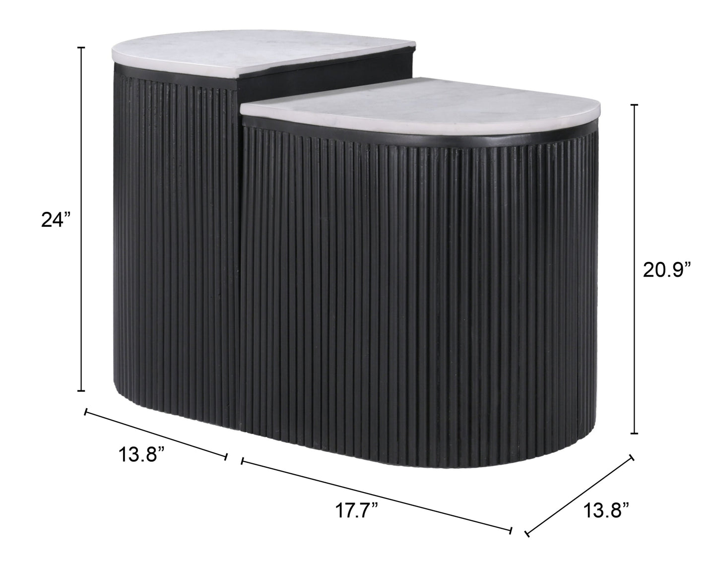 Ormara White & Black Side Table Set (2-Piece) - Ornate Home
