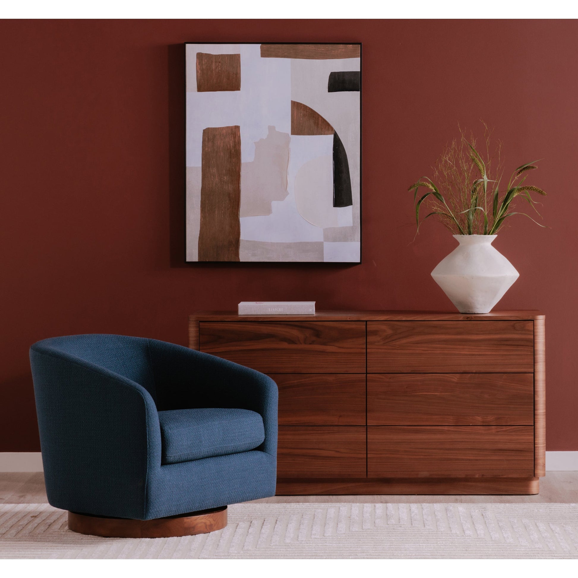 Oscy Dark Atlantic Swivel Chair - Ornate Home